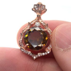 Sphene 3.10ct Rose Gold Finish Solid 925 Sterling Silver Pendant